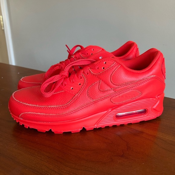Nike Air Max 90 “Triple Red” DO7430 900 Custom By You Mens Size 8  No Box - Picture 2 of 9